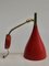 Mid-Century Brass and Red Adjustable Wall Lamp Sconce by Louis Kalff for Cosack, 1950s, Image 4
