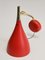 Verstellbare Mid-Century Wandlampe aus Messing & Rot von Louis Kalff für Cosack, 1950er 1