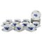 Blue Flower Angular Coffee Cups with Saucers and Plates from Royal Copenhagen, Set of 30 1