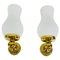 Mid-Century Italian Brass and Opaline Glass Wall Lamps, 1960s, Set of 2, Image 1
