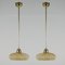 Art Deco French Ivory Colored Opaline Glass Brass Pendants, 1940s, Set of 2 18