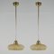 Art Deco French Ivory Colored Opaline Glass Brass Pendants, 1940s, Set of 2 2