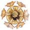 Amber Murano Glass and Brass Sputnik Flower Flush Mount from Sische, 1960s 1