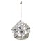 Lámpara Sputnik Mid-Century moderna de cristal de Murano soplado en blanco y cromo, Imagen 1