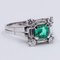 Vintage 18k Gold Ring with Synthetic Emerald and Diamonds, 1960s, Image 3