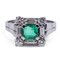 Vintage 18k Gold Ring with Synthetic Emerald and Diamonds, 1960s 1