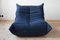 Blue Microfiber Togo Lounge Chair and Pouf by Michel Ducaroy for Ligne Roset, Set of 2 2
