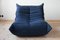 Blue Microfiber Togo Lounge Chair and Pouf by Michel Ducaroy for Ligne Roset, Set of 2, Image 2