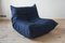 Blue Microfiber Togo Lounge Chair and Pouf by Michel Ducaroy for Ligne Roset, Set of 2 1