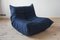 Sillón Togo y puf de microfibra en azul de Michel Ducaroy para Ligne Roset. Juego de 2, Imagen 1