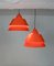 Mid-Century Danish Red Zone Pendant Lamps by Jo Hammerborg for Fog & Mørup, 1960s, Set of 2 6