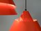 Mid-Century Danish Red Zone Pendant Lamps by Jo Hammerborg for Fog & Mørup, 1960s, Set of 2 3