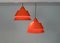 Mid-Century Danish Red Zone Pendant Lamps by Jo Hammerborg for Fog & Mørup, 1960s, Set of 2 2