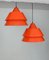 Mid-Century Danish Red Zone Pendant Lamps by Jo Hammerborg for Fog & Mørup, 1960s, Set of 2 1