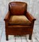 Antique Low Leather Fireside Armchair 2