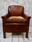 Antique Low Leather Fireside Armchair 1