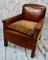 Antique Low Leather Fireside Armchair 4