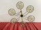 Lampada da soffitto in ottone con 6 sfere in vetro fumé, Italia, anni '60, Immagine 4