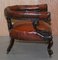 Regency Carved Hardwood Brown Leather Armchair 10