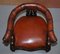 Regency Carved Hardwood Brown Leather Armchair 4