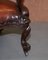 Regency Carved Hardwood Brown Leather Armchair 9