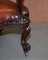 Regency Sessel aus geschnitztem Hartholz in braunem Leder 9
