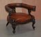 Regency Carved Hardwood Brown Leather Armchair 3
