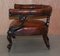 Regency Carved Hardwood Brown Leather Armchair 13