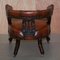 Regency Carved Hardwood Brown Leather Armchair 12