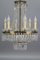 Lustre Style Art Déco avec Neuf Lampes en Verre de Cristal et Laiton 14