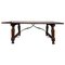 Late 19th Spanish Walnut Dining Table with Iron Stretcher 1