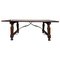 Late 19th Spanish Walnut Dining Table with Iron Stretcher, Image 1