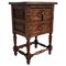 Spanish Carved Walnut End Table or Nightstand with 2 Drawers, Image 1