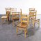 British Beech Church Chairs with Sapele Seat, 1960s, Set of 8 3