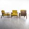 French Upholstered Armchairs in Mustard, 1940s, Set of 3, Image 8