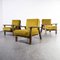 French Upholstered Armchairs in Mustard, 1940s, Set of 3 1