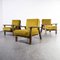 French Upholstered Armchairs in Mustard, 1940s, Set of 3, Image 1