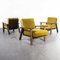 French Upholstered Armchairs in Mustard, 1940s, Set of 3 3