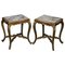 French Napoleon III Gold Giltwood Marble Topped Side Tables, 1860s, Set of 2 1