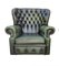 Chesterfield Leather High Back Armchair in Antique Green 3