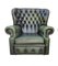 Poltrona Chesterfield con schienale alto in pelle verde antico, Immagine 3