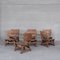 Brutalist Mid-Century Low Wooden Lounge Chairs 4