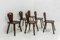 Swiss Alpine Brutalist Oak Escabelles Dining Chairs, France, 1950s, Set of 6 2