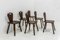 Swiss Alpine Brutalist Oak Escabelles Dining Chairs, France, 1950s, Set of 6, Image 2