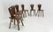 Swiss Alpine Brutalist Oak Escabelles Dining Chairs, France, 1950s, Set of 6 3
