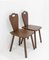 Swiss Alpine Brutalist Oak Escabelles Dining Chairs, France, 1950s, Set of 2 2