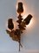 Large Mid-Century Modern Gilt Metal Three Flamed Thistle Flower Sconce, 1960s 2