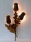 Large Mid-Century Modern Gilt Metal Three Flamed Thistle Flower Sconce, 1960s 14