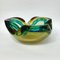 Heavy Italian Murano Glass Amber Teal Bowl Shell Ashtray by Flavio Poli, 1970s 4