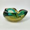 Heavy Italian Murano Glass Amber Teal Bowl Shell Ashtray by Flavio Poli, 1970s 3